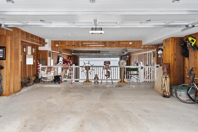 garage with a garage door opener