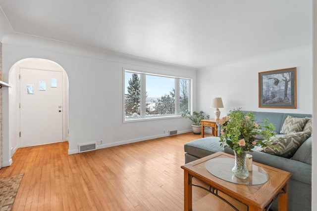 living room featuring light hardwood / wood-style flooring