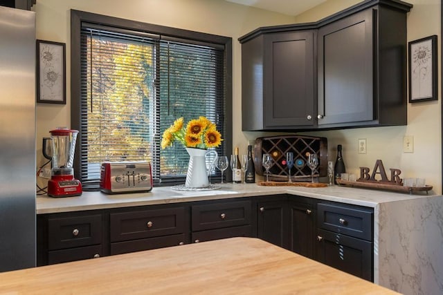 kitchen with stainless steel fridge