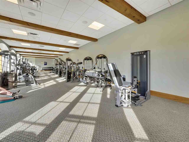 workout area with carpet flooring