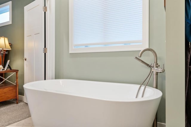 bathroom featuring a washtub