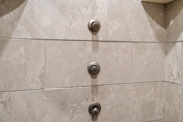 room details featuring a tile shower