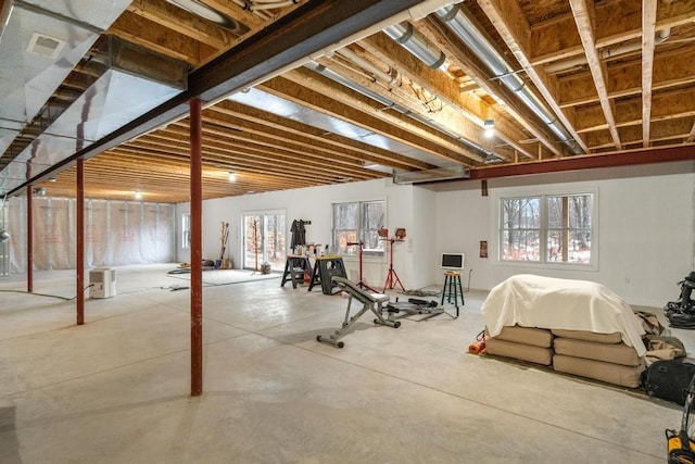 basement featuring plenty of natural light