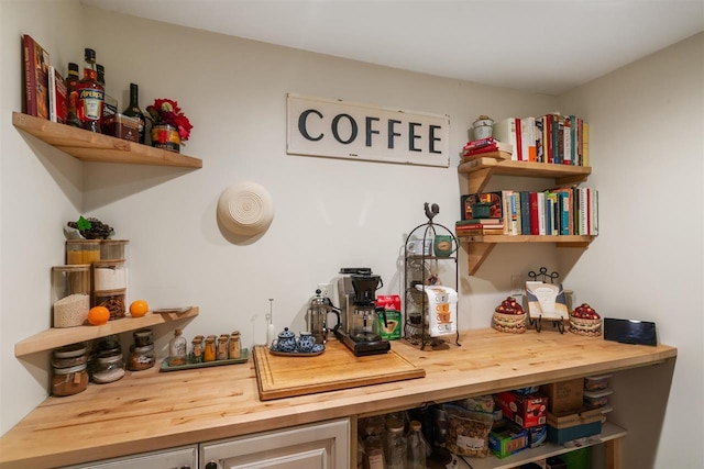 bar with wood counters