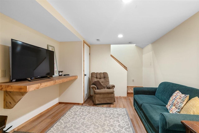 living room featuring light hardwood / wood-style flooring