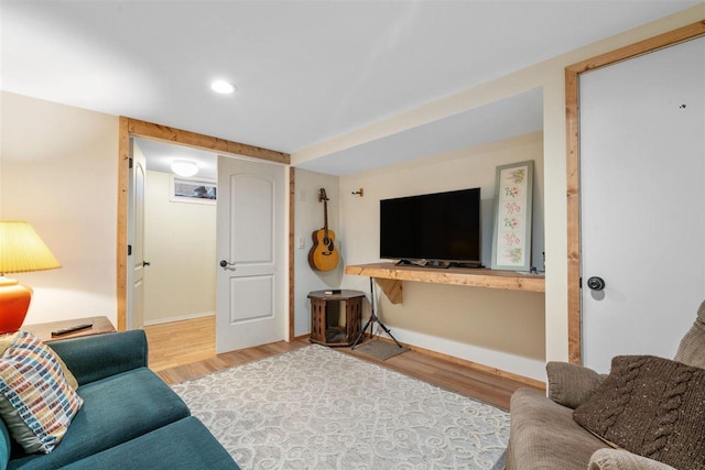 living room with light hardwood / wood-style floors