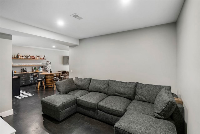 living room with bar area