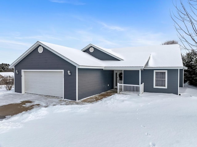 single story home with a garage