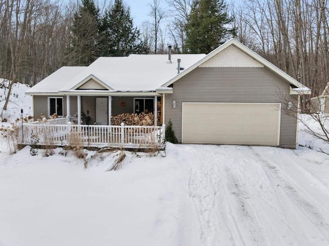 single story home with a garage