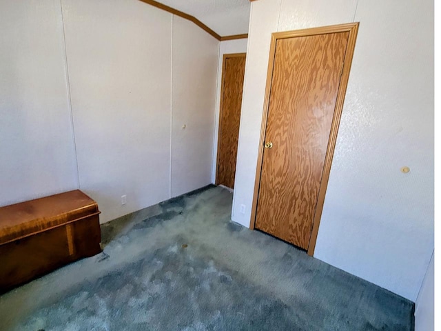 interior space with carpet and ornamental molding