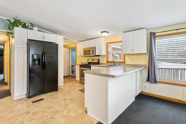 kitchen with white cabinetry, sink, stainless steel appliances, and plenty of natural light