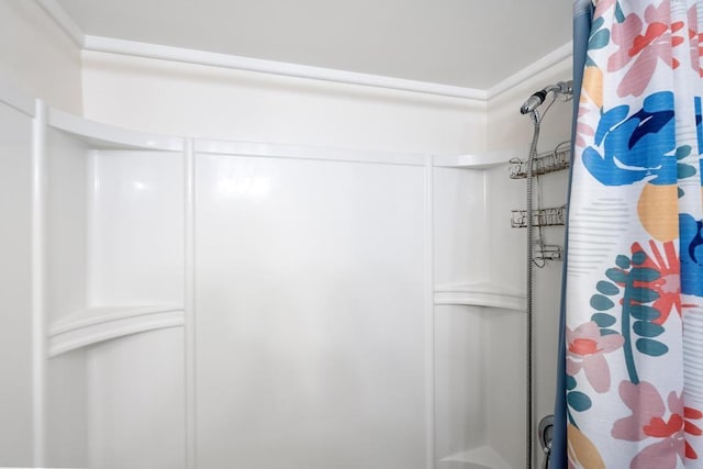 bathroom with a shower with curtain