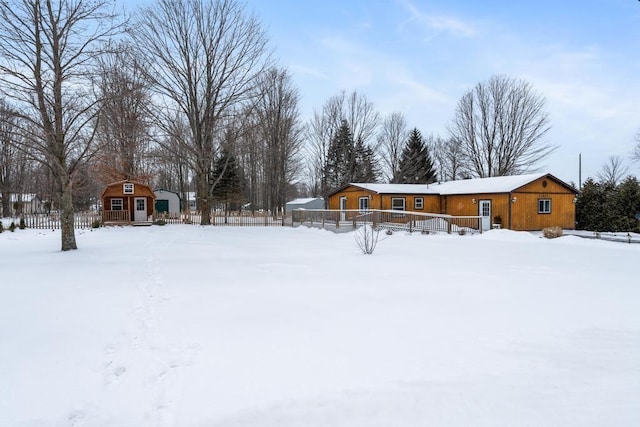 view of yard covered in snow