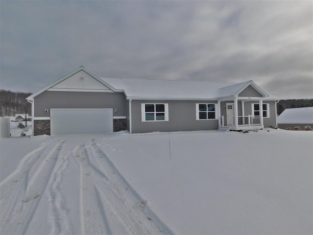 single story home with a garage