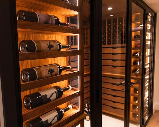 view of wine cellar