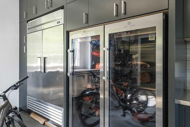 interior space with built in fridge and beverage cooler