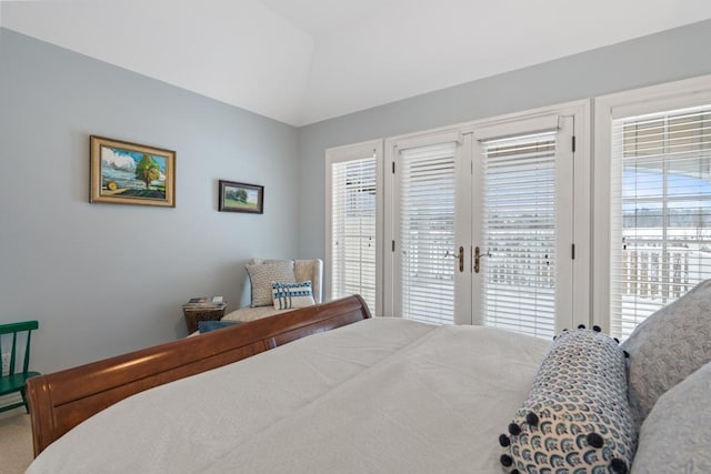 bedroom featuring french doors and access to outside