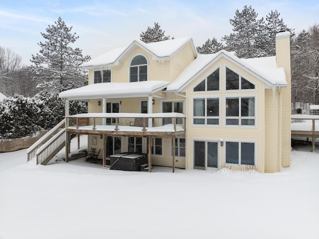 view of snow covered property