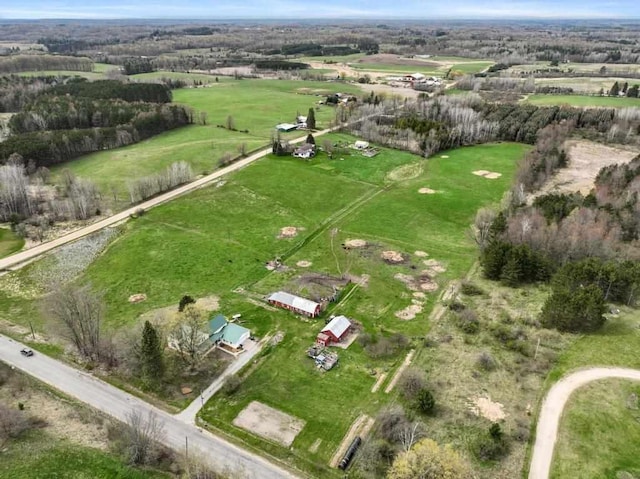 aerial view with a rural view