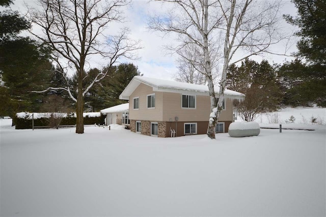 view of snow covered exterior