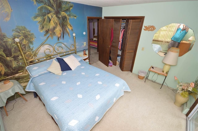 carpeted bedroom featuring a closet