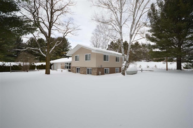 view of snow covered exterior