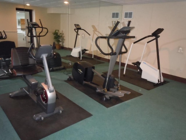 exercise area with carpet