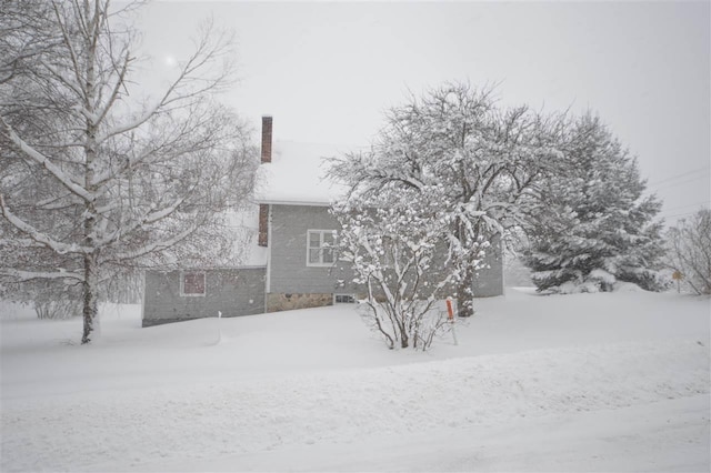 view of snow covered exterior