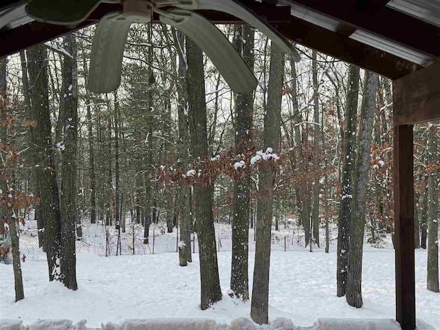 view of snow covered land