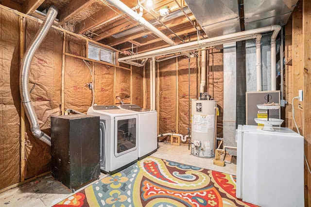 laundry room featuring separate washer and dryer and water heater