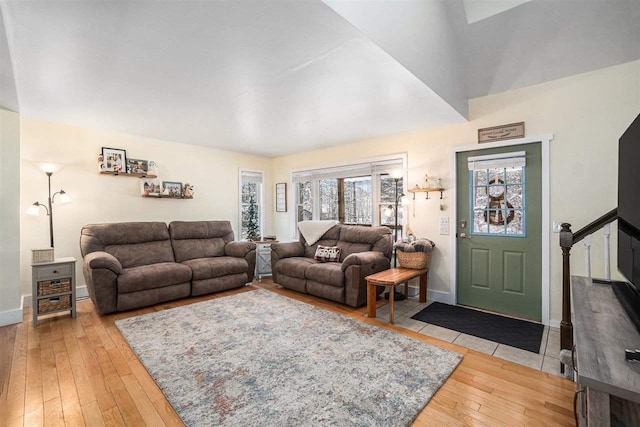 living room with hardwood / wood-style floors