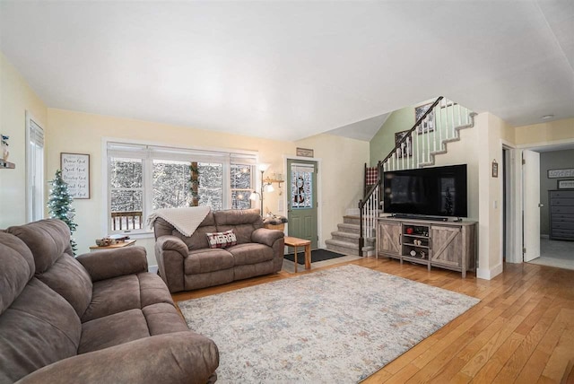 living room with hardwood / wood-style floors