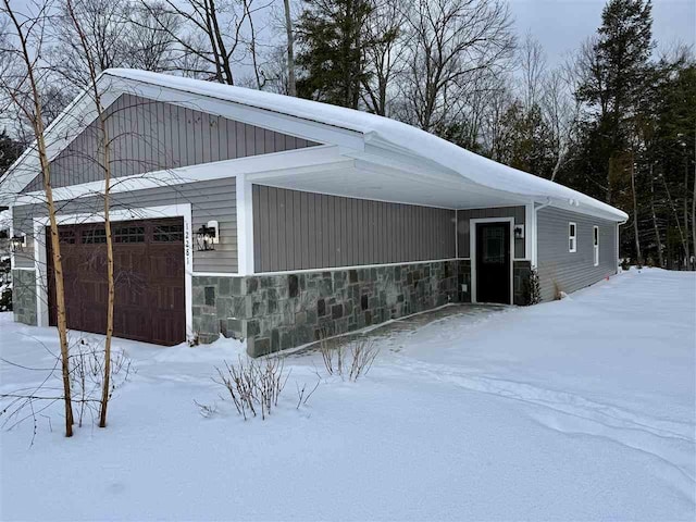 view of snow covered property