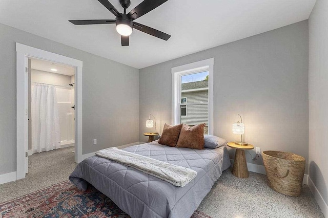 bedroom featuring ceiling fan