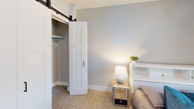 interior space with a barn door