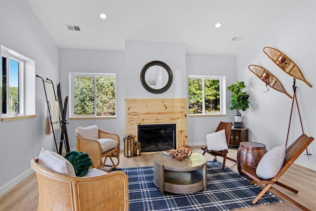 living area featuring light hardwood / wood-style floors