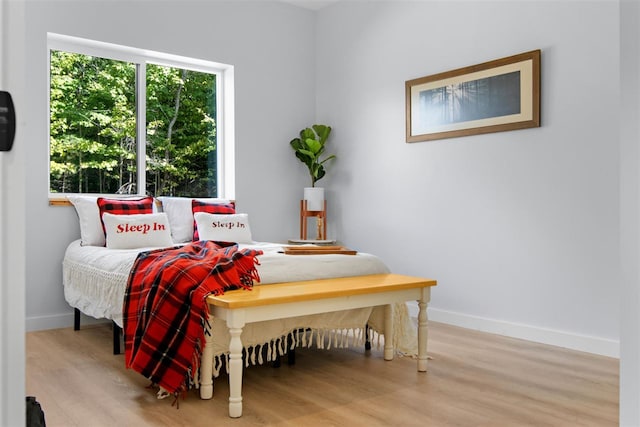 bedroom featuring light wood-type flooring