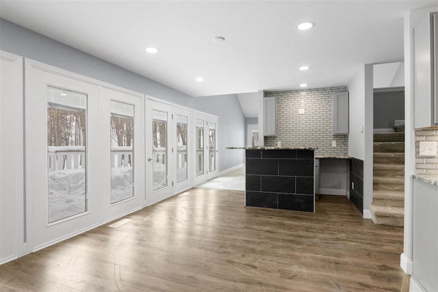 interior space featuring dark wood-type flooring