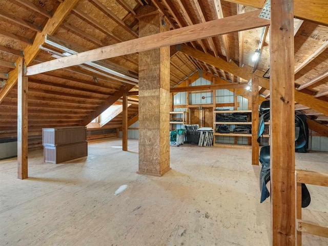 view of unfinished attic