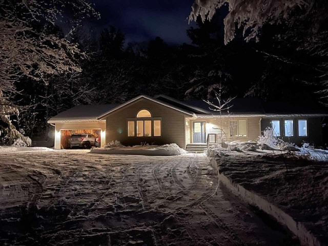 exterior space with a garage