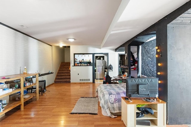 living room with hardwood / wood-style flooring