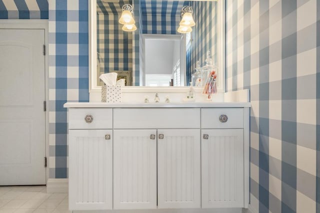 bathroom featuring vanity and tile patterned floors