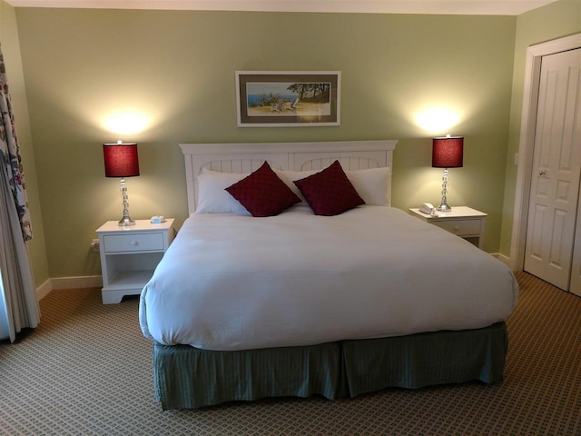 bedroom featuring a closet and carpet