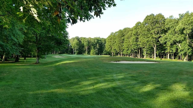 view of property's community with a lawn