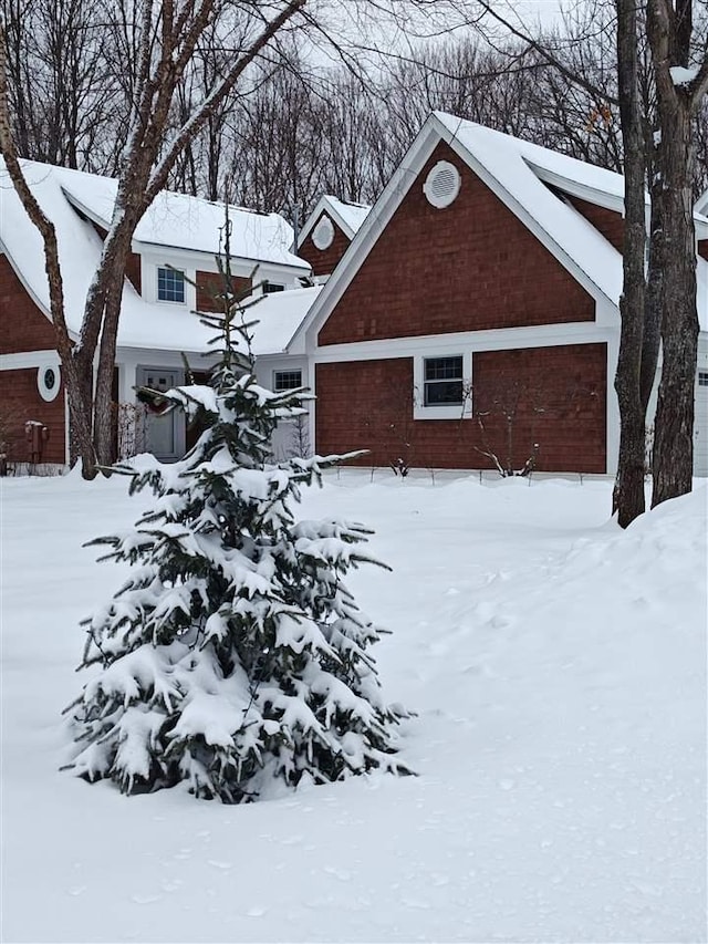 view of snow covered exterior