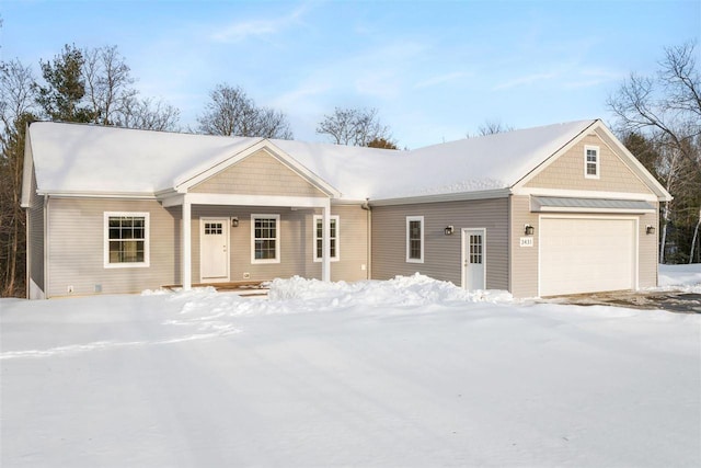 single story home with a garage