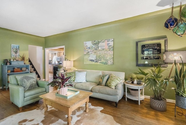 living room with wood-type flooring