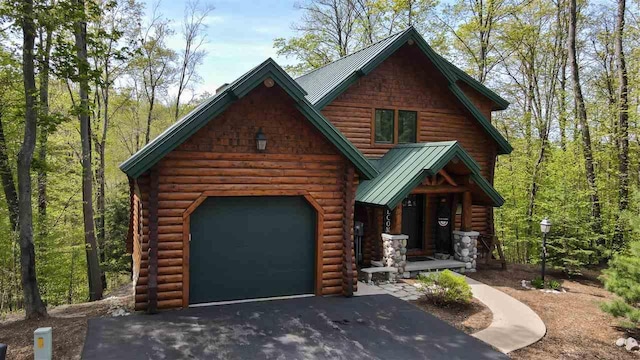 cabin with a garage