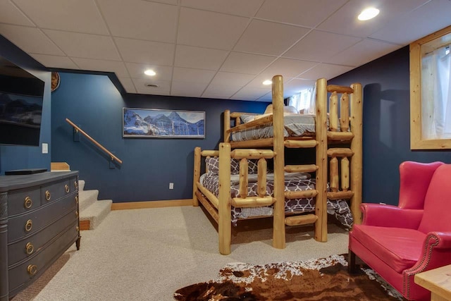 2561 Disciples Ct Unit 6, Boyne Falls, MI 49713 - bedroom featuring carpet, a paneled ceiling, and recessed lighting