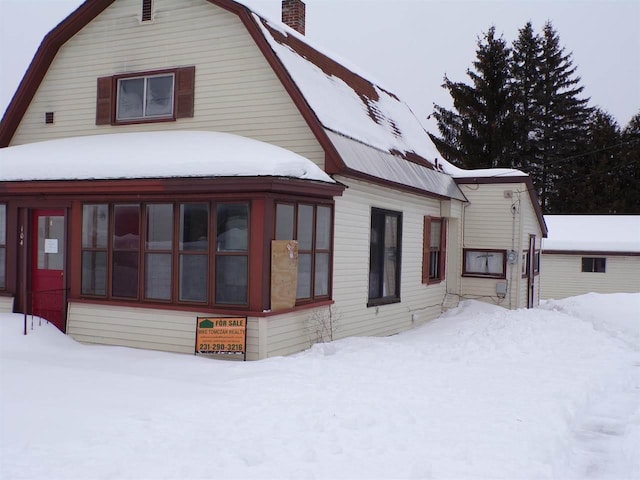 view of snow covered exterior